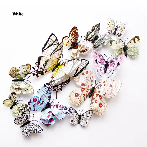 3D butterfly wall stickers – white set
