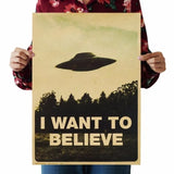 Vintage X-Files "I Want To Believe" Kraft Paper Wall Poster