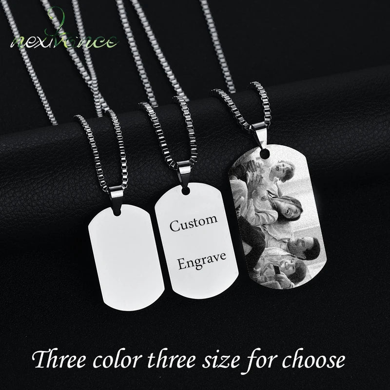 Collar con foto grabada personalizada: colgante de acero inoxidable personalizado