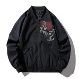 Men’s Dragon Embroidered Bomber Jacket – Stylish Lightweight Spring & Fall Outerwear