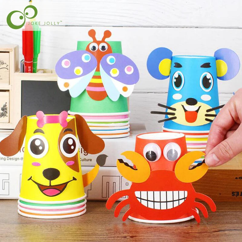 Kit de 12 manualidades con vasos de papel 3D hechos a mano: ¡juego de arte divertido y educativo para niños!