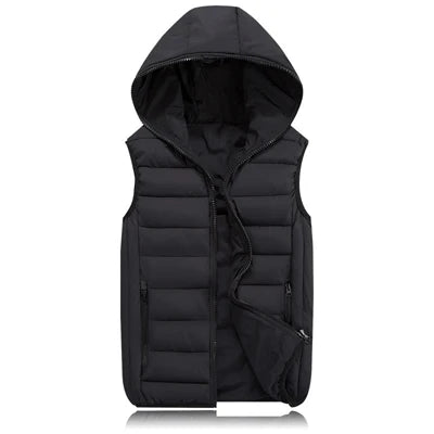 Men’s Sleeveless Puffer Vest – Warm, Hooded, Casual Slim Fit Outerwear for Winter
