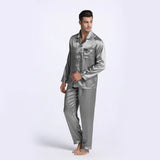 Men’s Silk Pajama Set – Full Sleeve Luxury Loungewear with Button Closure and Elastic Waist