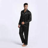 Men’s Silk Pajama Set – Full Sleeve Luxury Loungewear with Button Closure and Elastic Waist