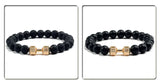Pulsera de piedra volcánica natural para hombre, cuentas de lava negra mate y blanca, pulseras con abalorios con mancuernas, joyería de fitness con barra para mujer