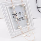 Double Layer Simulated Pearl Necklace – Gold/Silver Statement Collar Necklace for Women