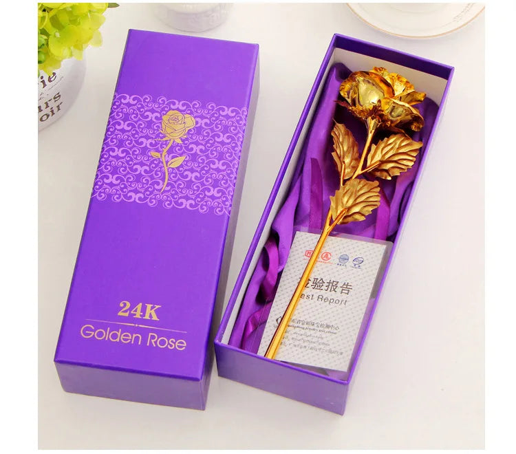 24K Gold Rose Flower - Luxury Valentine's Gift with Velvet Box