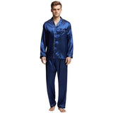 Men’s Silk Pajama Set – Full Sleeve Luxury Loungewear with Button Closure and Elastic Waist