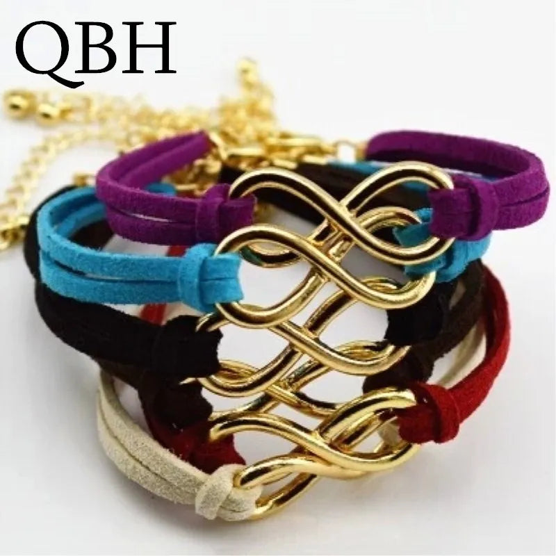 Vintage Infinity Leather Charm Bracelet
