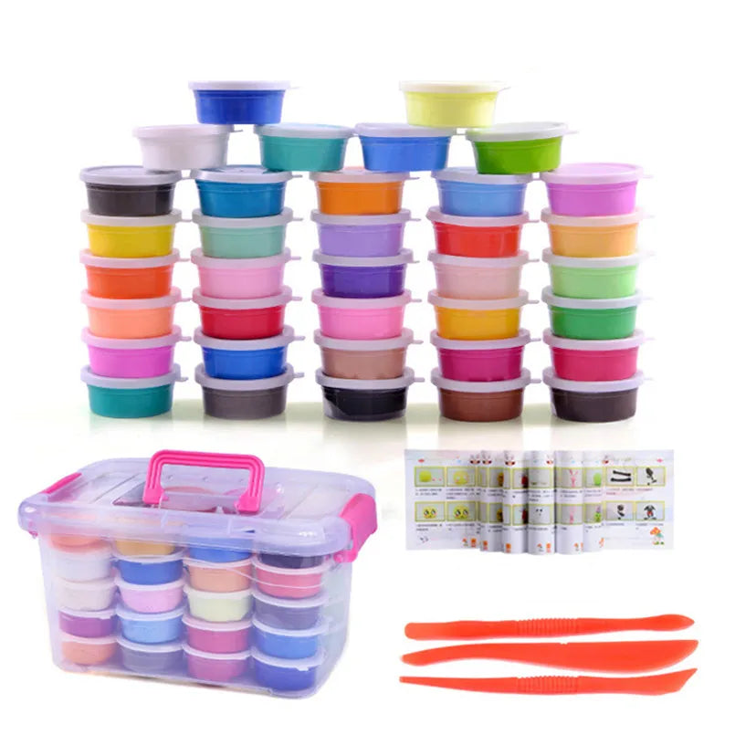 Juego de plastilina y slime esponjoso de secado al aire: 12, 24 y 36 colores para juegos creativos de bricolaje