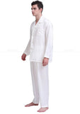 Men’s Striped Silk Pajama Set – Luxurious Lycra Sleepwear with Button-Up Design