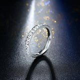 Silver Crystal Wedding Band – Elegant CZ Stone Ring for Women