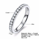 Silver Crystal Wedding Band – Elegant CZ Stone Ring for Women