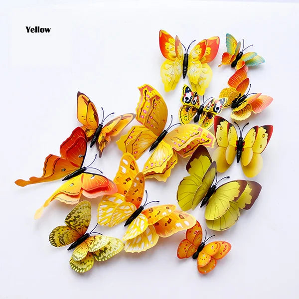 3D butterfly wall stickers – yellow set