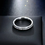Silver Crystal Wedding Band – Elegant CZ Stone Ring for Women