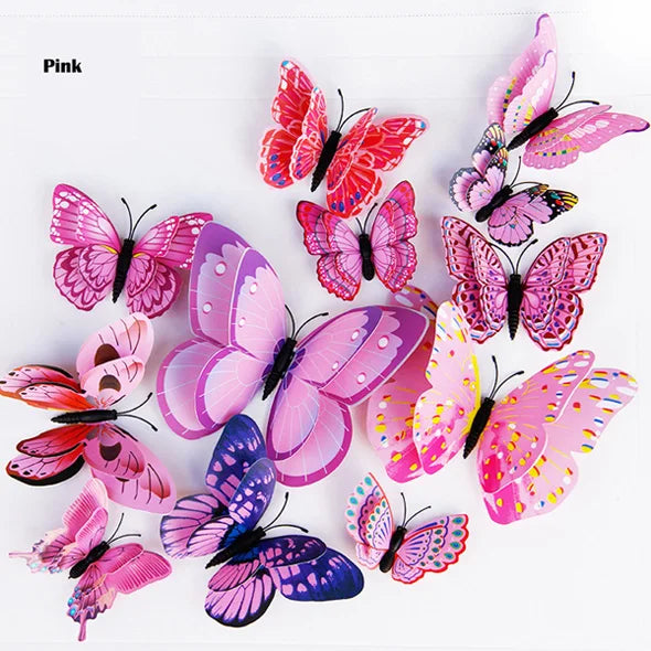 3D butterfly wall stickers – pink set