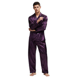 Men’s Silk Pajama Set – Full Sleeve Luxury Loungewear with Button Closure and Elastic Waist