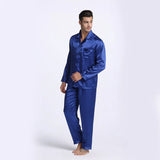 Men’s Silk Pajama Set – Full Sleeve Luxury Loungewear with Button Closure and Elastic Waist