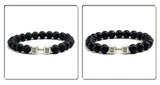 Pulsera de piedra volcánica natural para hombre, cuentas de lava negra mate y blanca, pulseras con abalorios con mancuernas, joyería de fitness con barra para mujer