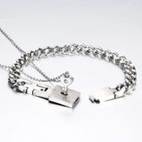 Stainless Steel Key Pendant Necklace & Bracelet Set for Men and Women – Trendy Wedding Jewelry Gift