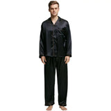 Men’s Silk Pajama Set – Full Sleeve Luxury Loungewear with Button Closure and Elastic Waist