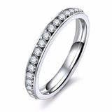 Silver Crystal Wedding Band – Elegant CZ Stone Ring for Women
