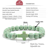 Natural Stone Cross Beaded Bracelet – Unisex Handmade Lava Rock Prayer Jewelry