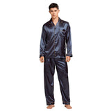 Men’s Silk Pajama Set – Full Sleeve Luxury Loungewear with Button Closure and Elastic Waist