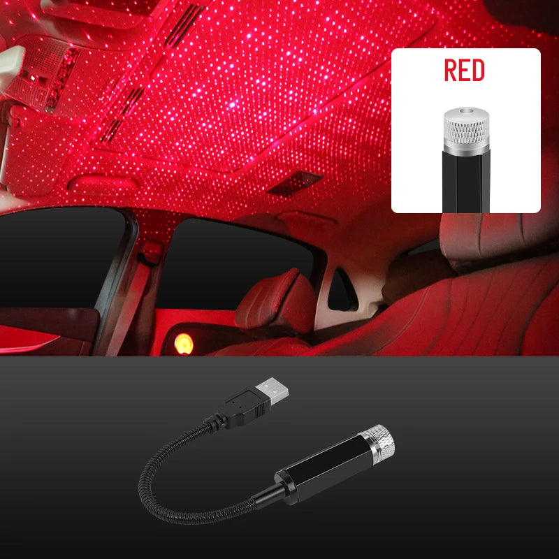 USB Car Roof Star Projector Light - Galaxy Laser Atmosphere Ambient Lighting