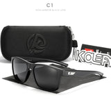 Gafas de sol polarizadas cuadradas KDEAM Hot para hombre: diseño de grafiti de cristal, lentes Polaroid UV400, gafas de pesca antirreflejos con estuche protector rígido (KD109)