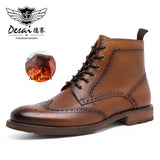 Men’s Genuine Leather Outdoor Boots – Waterproof Ankle-High Slip-On Boots for Spring & Autumn