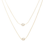 2-Layer Freshwater Pearl Choker Necklace – Stainless Steel Chain with Oval Pearl Charms