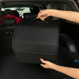 PU Leather Car Trunk Organizer Box with Lid | Foldable Auto Storage Bag for Vehicle Cargo