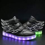 Kids' LED Light-Up Wing Sneakers – USB Rechargeable Luminous Shoes for Boys & Girls (Ages 3–12)