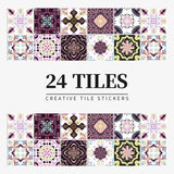 Juego de 24 pegatinas de azulejos de colores claros para pared, papel tapiz para renovación del hogar, cocina, baño, impermeables, autoadhesivas