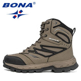 Men’s Winter Outdoor Leather Boots – Warm Plush Lined Lace-Up Ankle Footwear