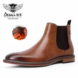 Men’s Genuine Leather Chelsea Boots – Waterproof Winter Ankle Boots with Pigskin Lining