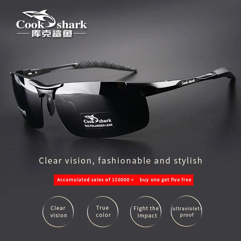 Gafas de sol polarizadas de aluminio y magnesio Cook Shark: gafas de conducción HD para hombres