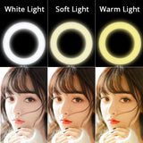 Anillo de luz USB de 6 pulgadas: LED regulable con trípode ajustable para fotografía, transmisión y maquillaje
