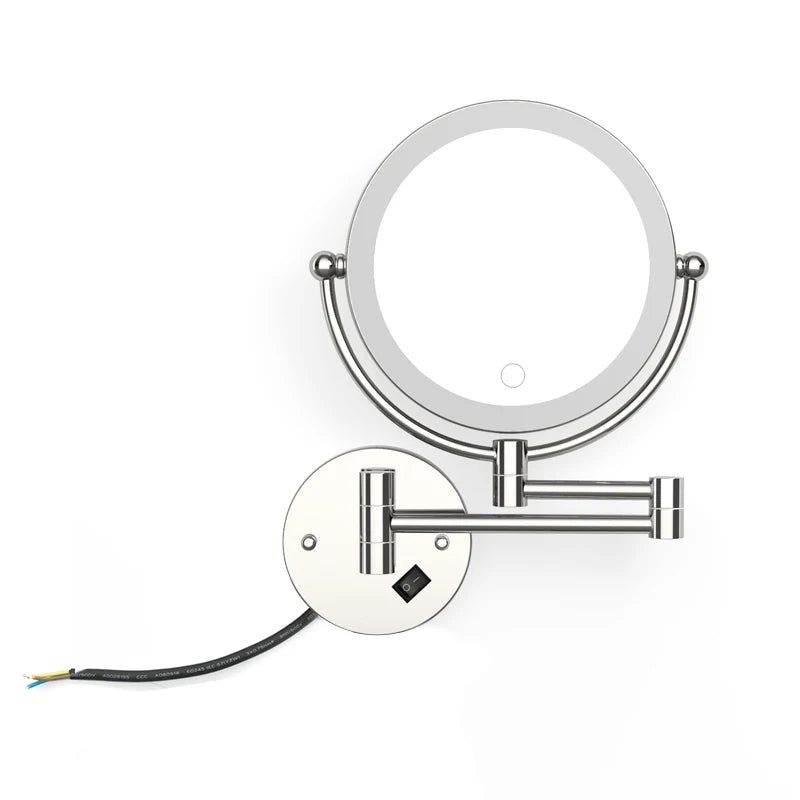 Wall-Mounted LED Makeup Mirror with 5X Magnification – Adjustable Touch Dimming Mirror