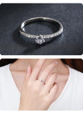 Anillo de dedo con circonita cúbica transparente y redondo de plata esterlina 925 de Modian: alianza de boda clásica para mujer, regalo de joyería fina
