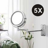 Adjustable Wall-Mounted LED Makeup Mirror with Multiple Magnifications