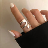 Minimalist Silver Geometric Ring – Elegant Hollow Design for Women