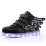 Kids' LED Light-Up Wing Sneakers – USB Rechargeable Luminous Shoes for Boys & Girls (Ages 3–12)