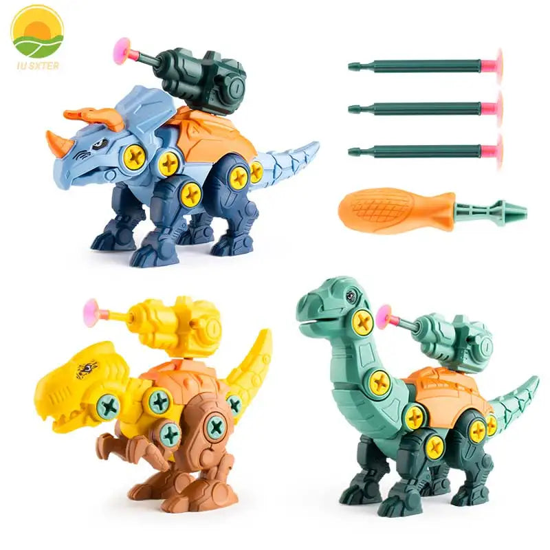 Juego de construcción de dinosaurios: kit de montaje DIY con destornillador y lanzador para niños