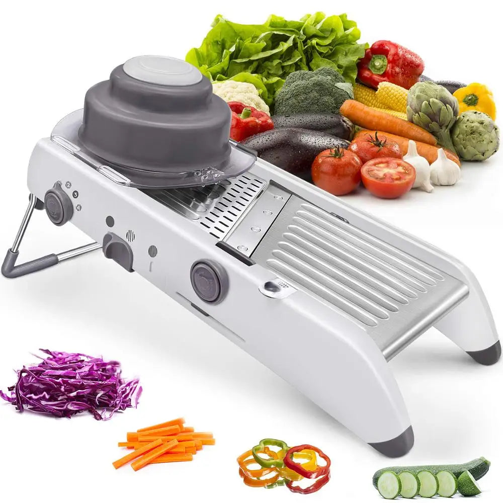 Adjustable Stainless Steel Mandoline Slicer – Multi-Function Vegetable Cutter & Grater
