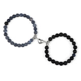 Magnetic Couple Bracelets Set - Natural Stone Heart Bead Lovers' Bracelets