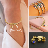 Personalized Stainless Steel Name Bracelet with Birthstone Charm