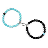 Magnetic Couple Bracelets Set - Natural Stone Heart Bead Lovers' Bracelets