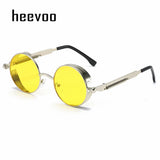 Metal Steampunk Round Sunglasses – Vintage Designer Shades for Men & Women